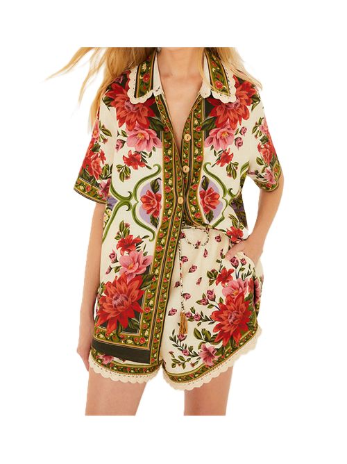 Farm Rio pantaloncini lino wonder rio sand FARM Rio | 34417026106 FLORAL PAULA BLACK